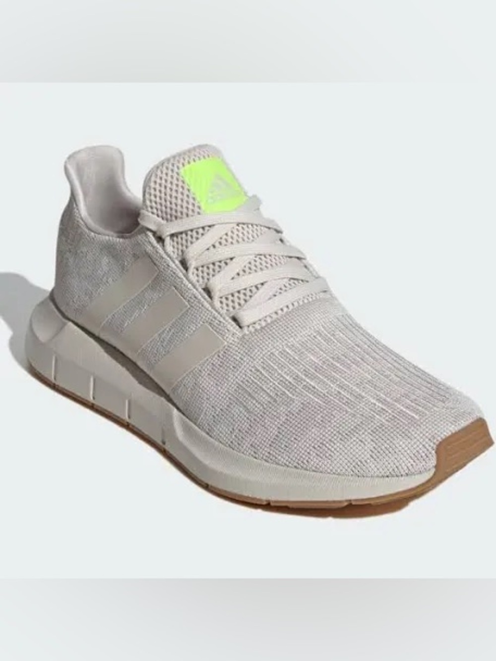 adidas Men's Light Gray Knit Sneaker swift run 1.0 Neon Accent size 9.5